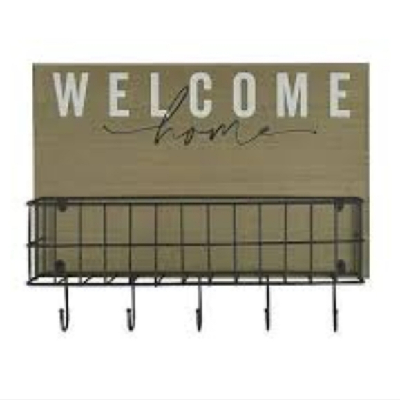 Welcome Home Wall Decor with Hooks - Black and Tan - Picture 2 of 5
